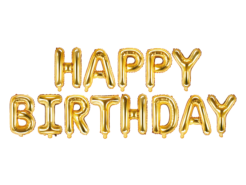 Balon foliowy Happy Birthday złoty 340x35 cm