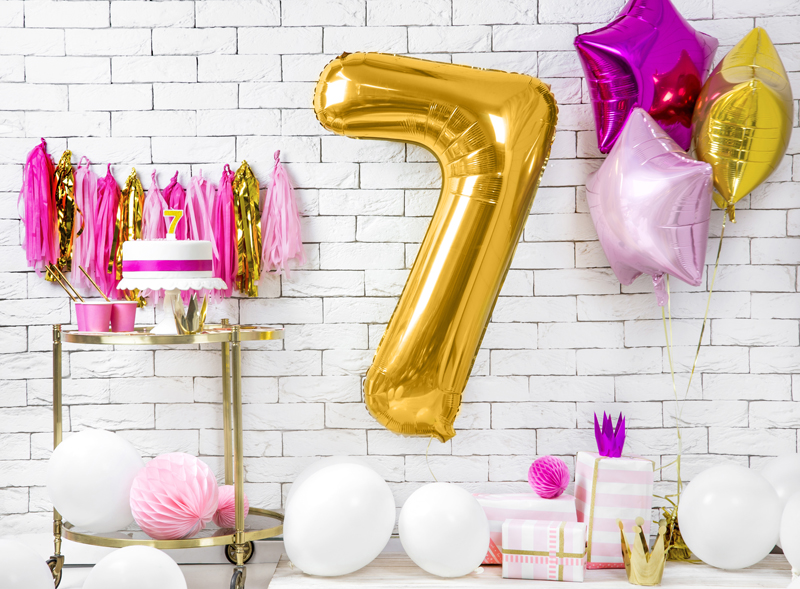 Balon foliowy  86 cm złoty cyfra 7 