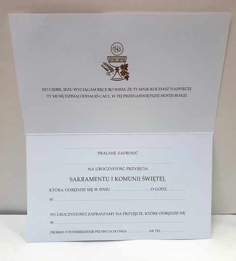 Zaproszenie na Uroczystość I Komunii Świętej