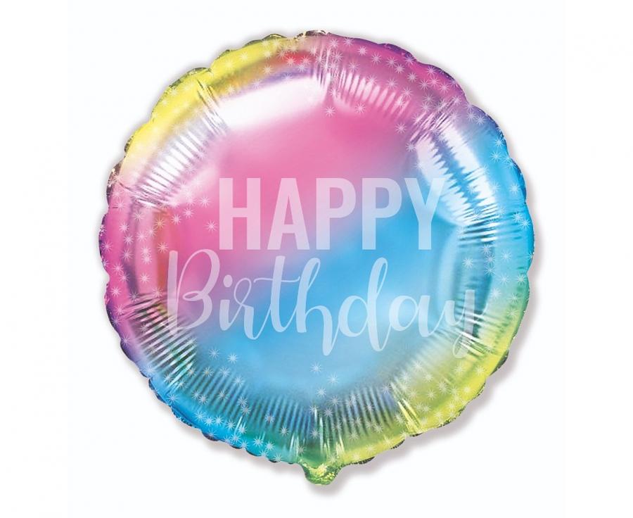 Balon foliowy 18 cali okrągły mix kolor Happy Birthday 
