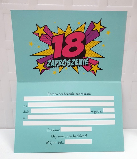 Zaproszenie na 18 urodziny różowo - złote holo