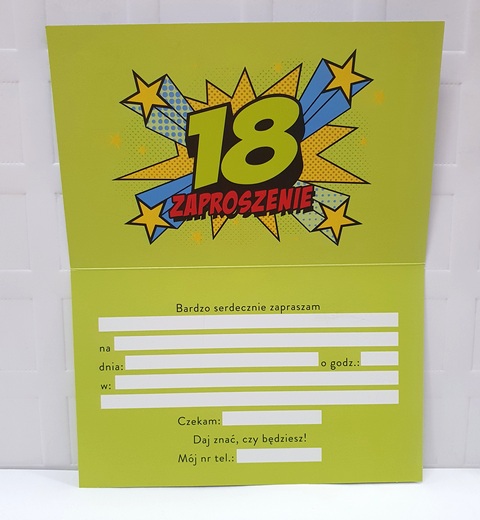 Zaproszenie na 18 urodziny niebiesko srebrne holograficzne