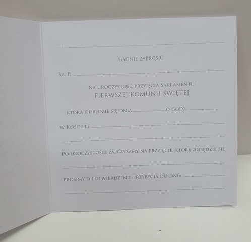 Zaproszenie na Pierwszą Komunię Święta 
