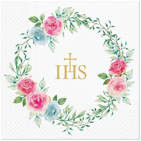 Serwetki 33x33cm I Komunia święta Delicate roses - 20szt 