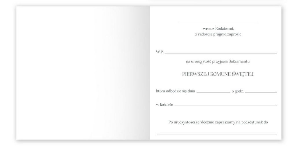 Zaproszenie Prestige na I Komunię świętą