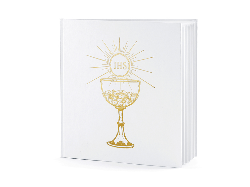 Księga gości komunijnych biała ze złotym kielichem Album