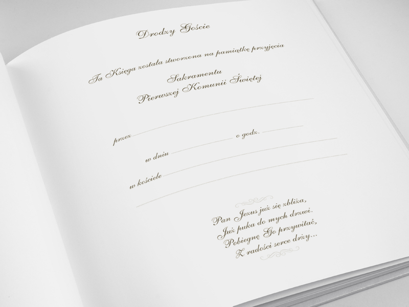 Księga gości komunijnych biała ze złotym kielichem Album
