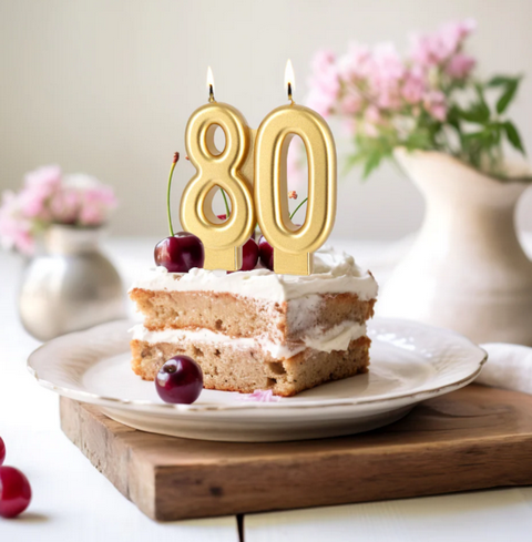 Świeczka cyferka 80 złota 7,7 cm