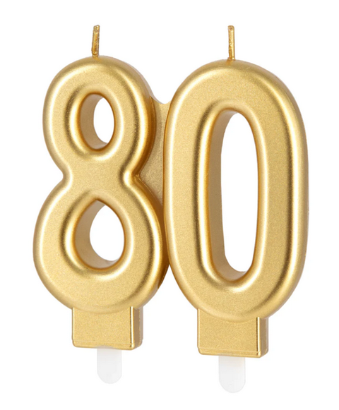 Świeczka cyferka 80 złota 7,7 cm