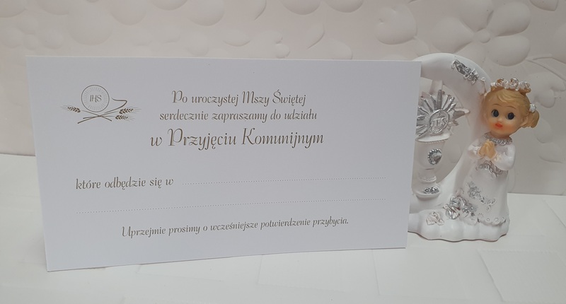 Perłowe zaproszenie komunijne 1szt 