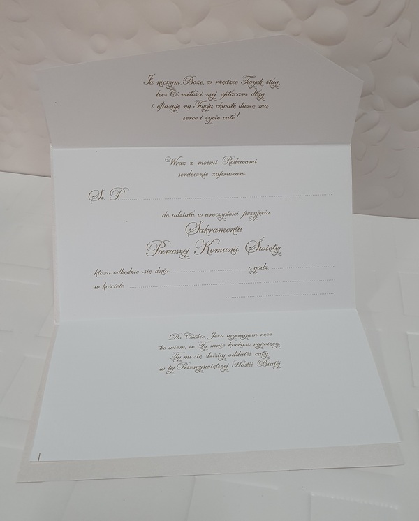 Perłowe zaproszenie komunijne 1szt 
