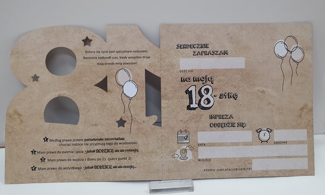 Zaproszenie na 18 urodziny  18-stka wycięta