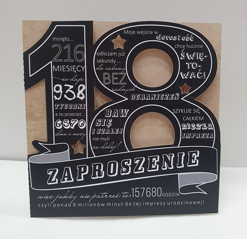 Zaproszenie na 18 urodziny  18-stka wycięta
