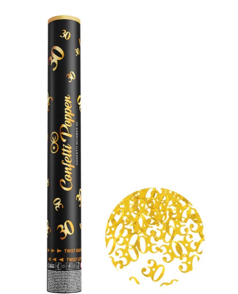 Tuba strzelająca złotym konfetti cyfry 30 - 40cm 