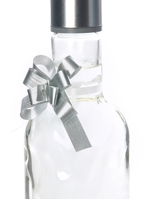 Wstążka, kokardka ściągana 1cm srebrna 1 szt.