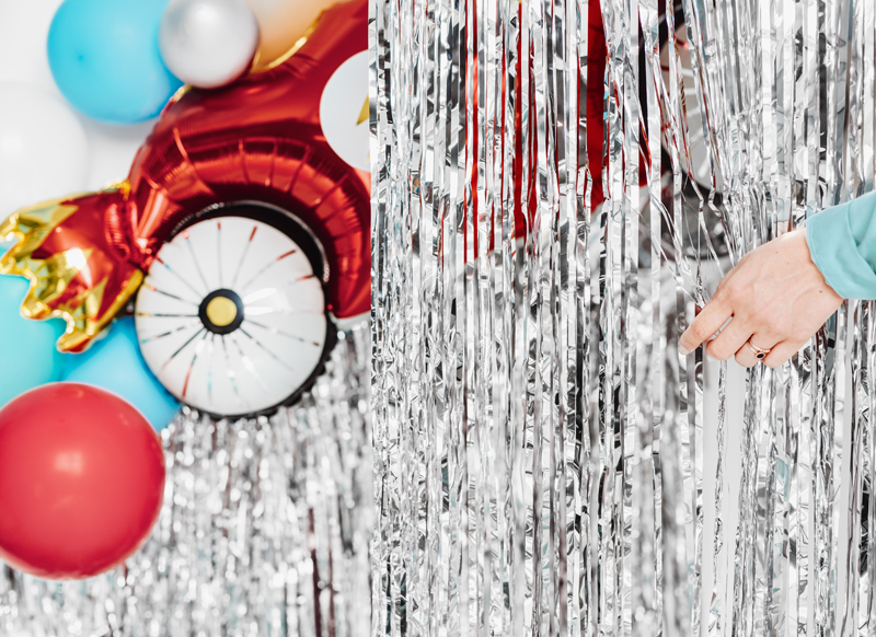 Kurtyna party srebrna 100x200 cm