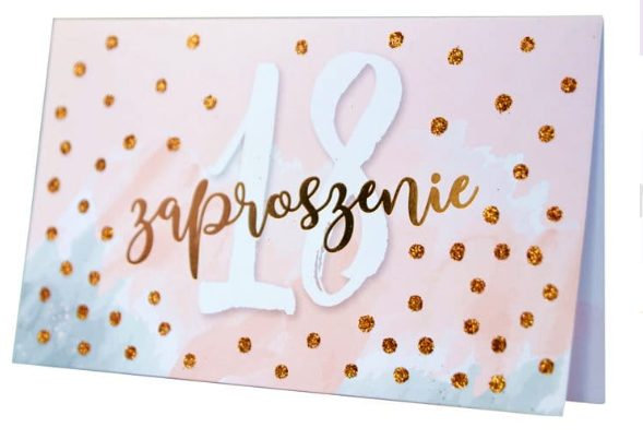 Zaproszenie na 18 urodziny "Złote kropeczki 1szt