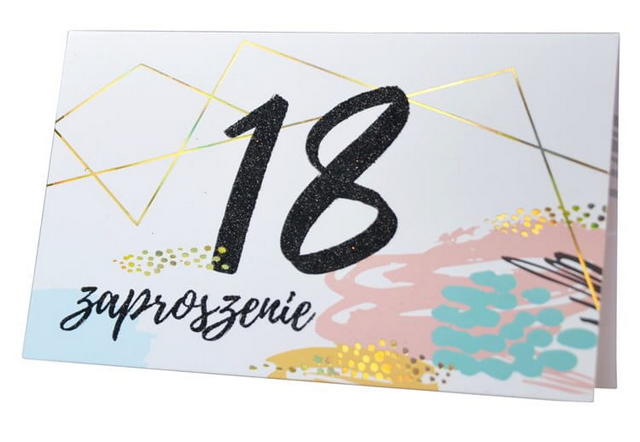 Zaproszenie geometryczne na 18 urodziny