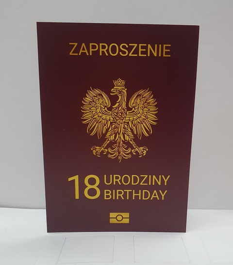 Zaproszenine na 18 urodziny PASZPORT 1 szt 