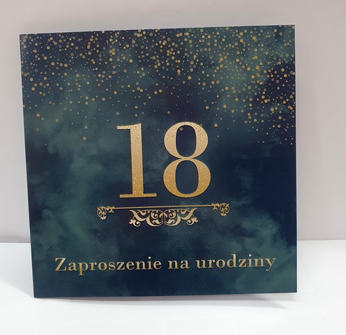 Zaproszenine na 18 urodziny zielone  1 szt 