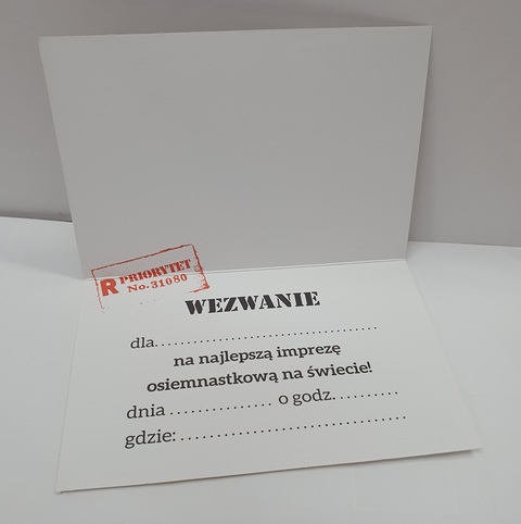 Zaproszenine na 18 urodziny Wezwanie