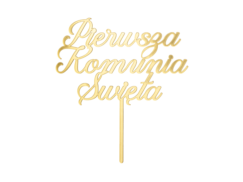 Topper akrylowy złoty Pierwsza Komunia święta 16,5cm 