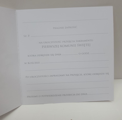 Zaproszenie na Pierwszą Komunię Świętą 