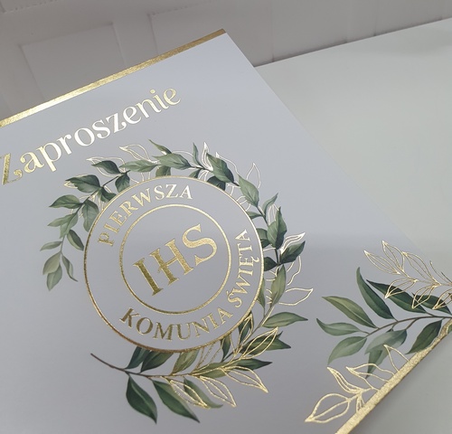 Zaproszenie na Pierwszą Komunię Świętą IHS
