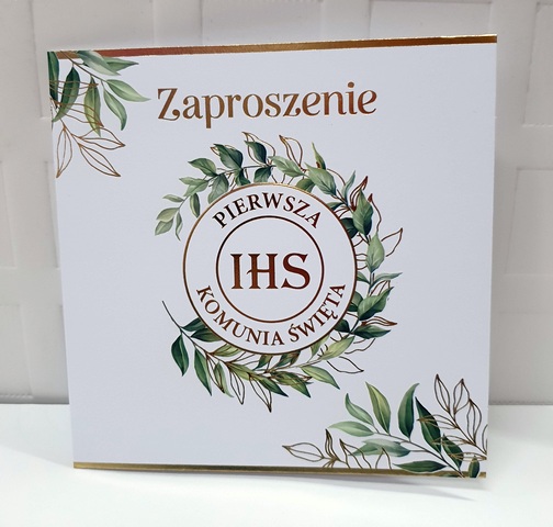 Zaproszenie na Pierwszą Komunię Świętą IHS