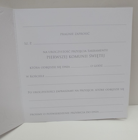 Zaproszenie na Pierwszą Komunię Świętą kielich - błękit