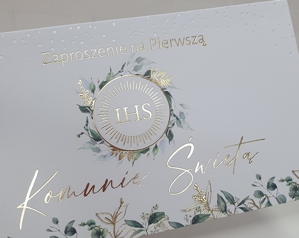 Zaproszenie na Pierwszą Komunię Świętą IHS