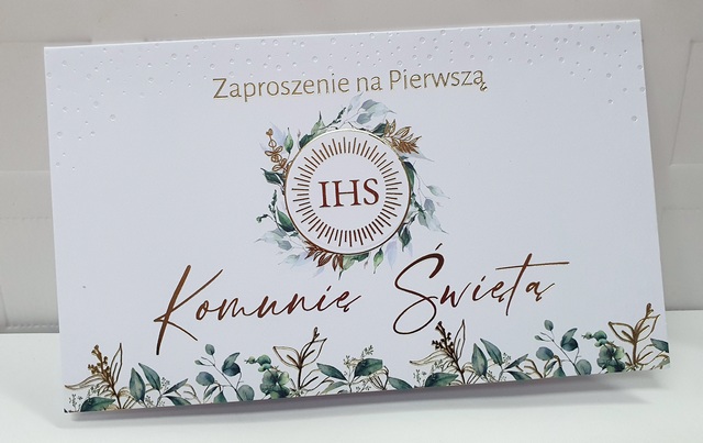 Zaproszenie na Pierwszą Komunię Świętą IHS