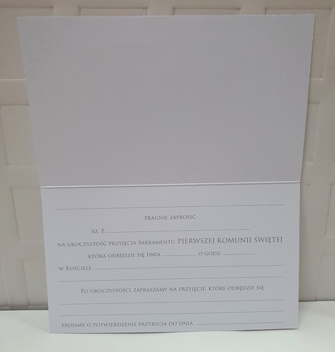 Zaproszenie na Pierwszą Komunię Świętą 