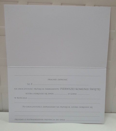 Zaproszenie na Pierwszą Komunię Świętą dla chłopca