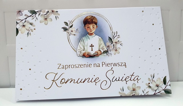 Zaproszenie na Pierwszą Komunię Świętą dla chłopca