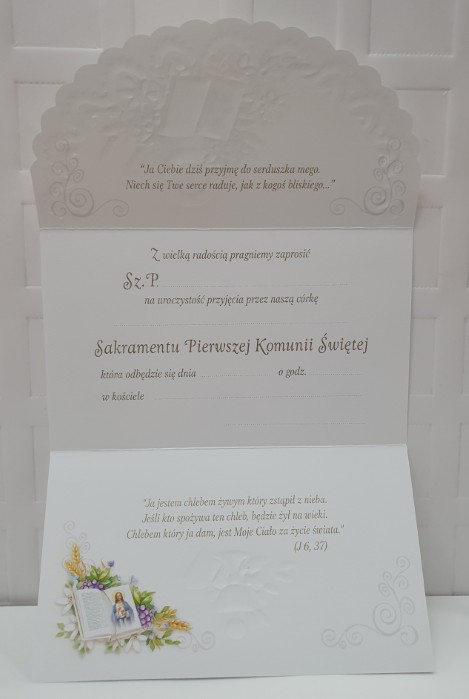 Zaproszenie komunijne dla dziewczynki 1szt 