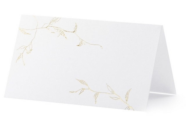 Wizytówki, winietki na stół Złote gałązki 10 szt