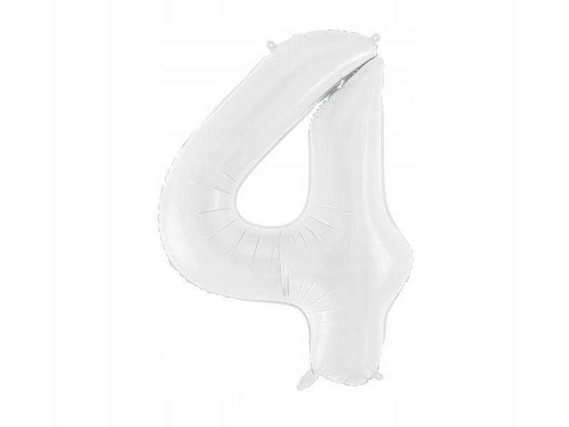 Balon foliowy cyfra 4 biała 86 cm 