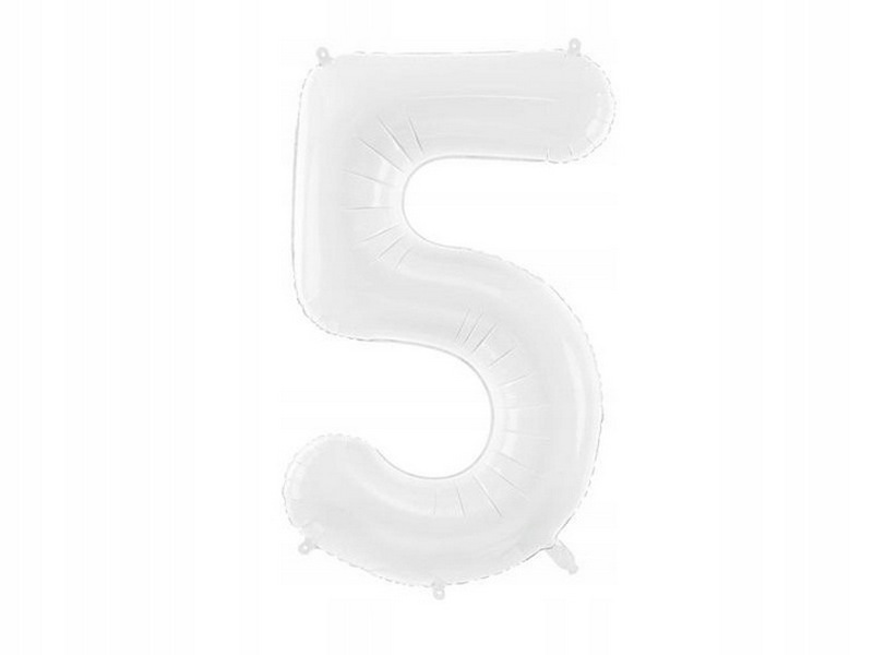 Balon foliowy cyfra 5 biała 86 cm 