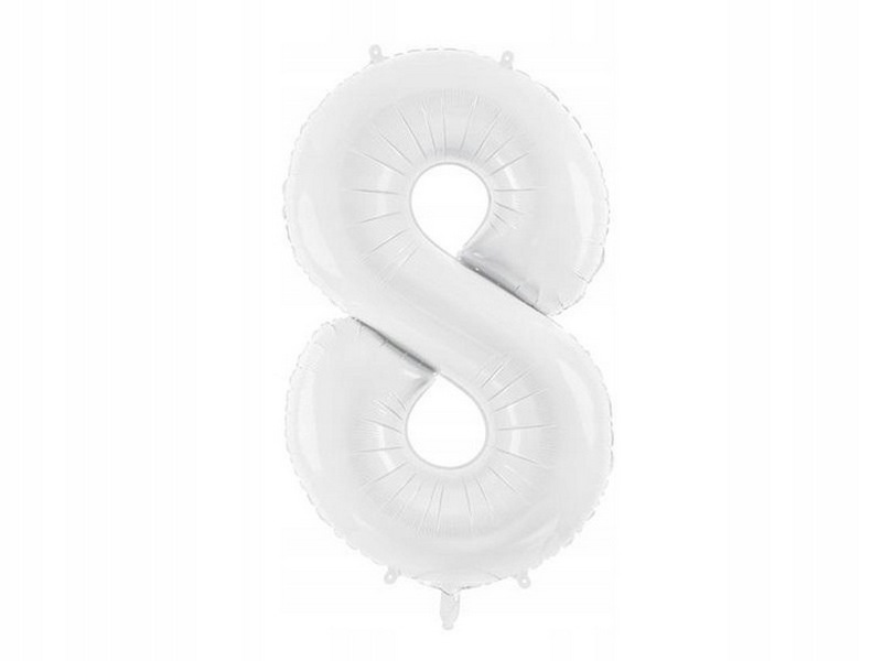 Balon foliowy cyfra 8 biała 86 cm 