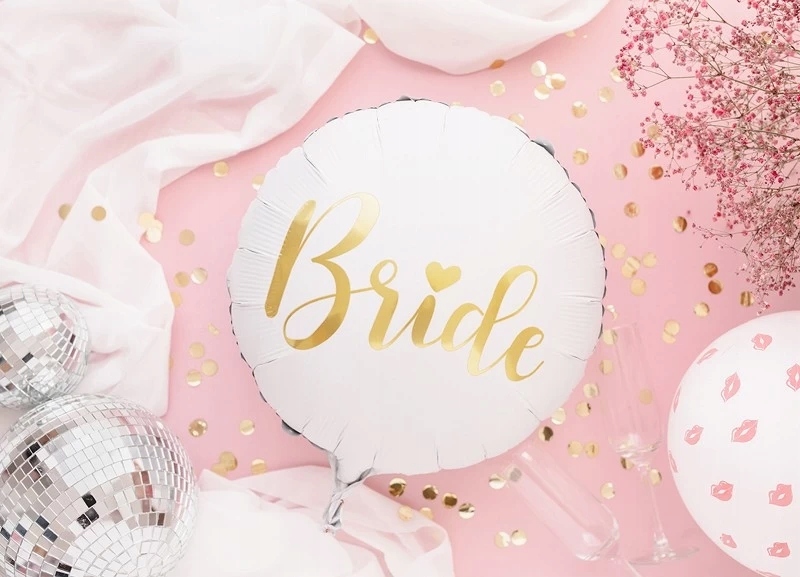 Balon foliowy Bride biały + złoto