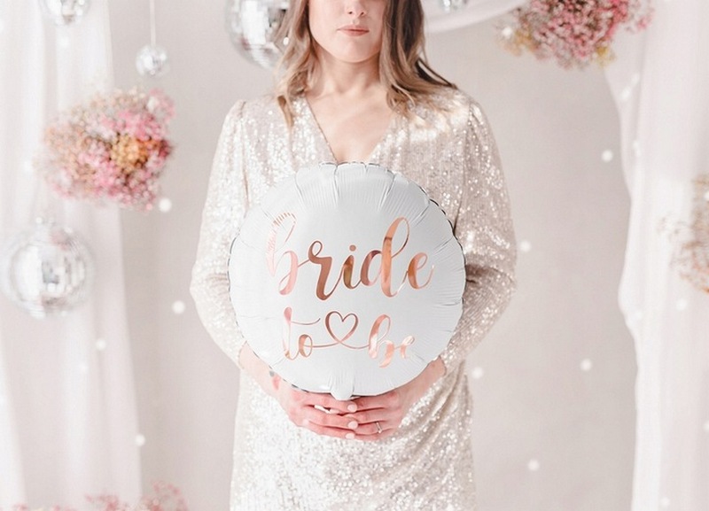 Balon foliowy Bride to Be biały + rózowe złoto