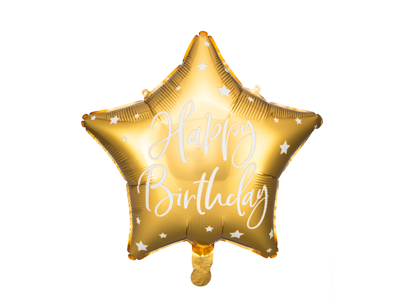 Balon foliowy gwiazdka złota Happy Birthday 40cm