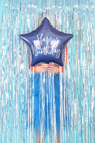 Balon foliowy gwiazdka granat Happy Birthday 40cm