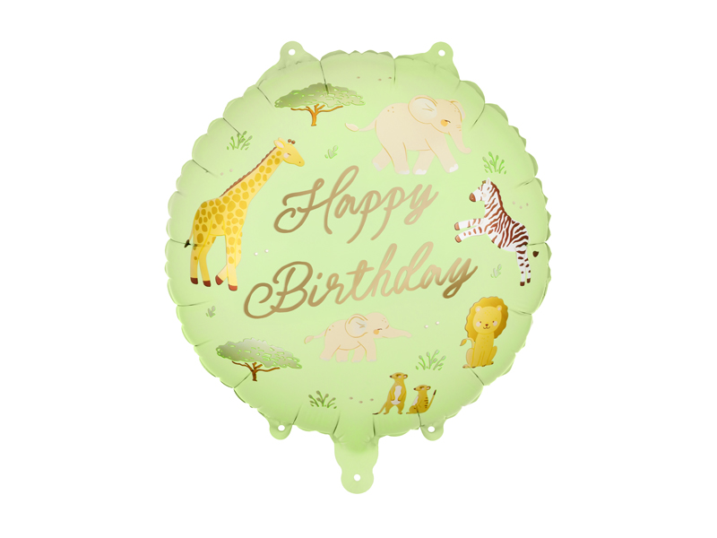 Balon foliowy pastylka ''Happy Birthday'' Safari, 35x35 cm, mix