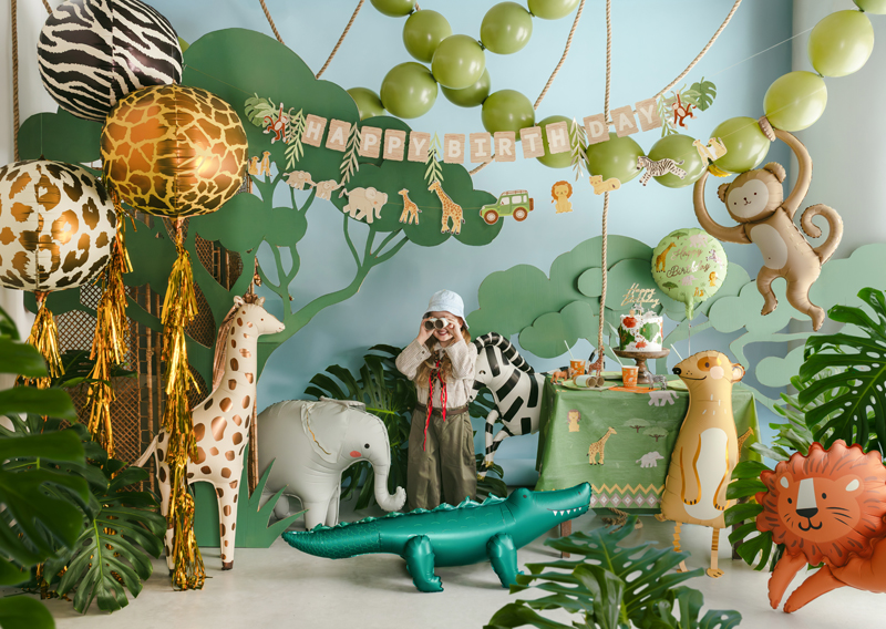 Balon foliowy pastylka ''Happy Birthday'' Safari, 35x35 cm, mix