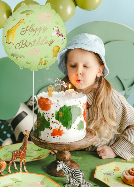 Balon foliowy pastylka ''Happy Birthday'' Safari, 35x35 cm, mix