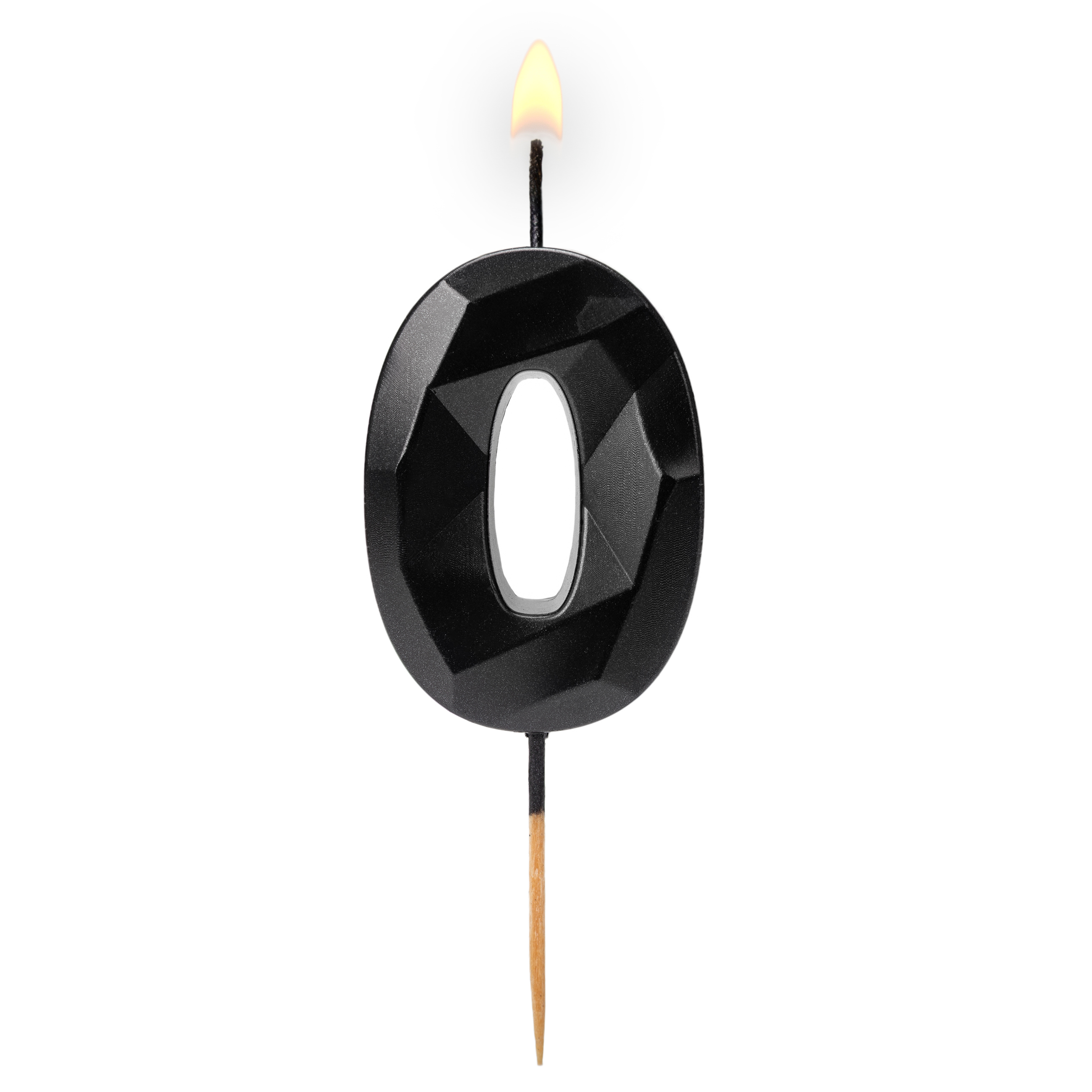 Świeczka cyferka Diament Czarna 0 - 5,7 cm