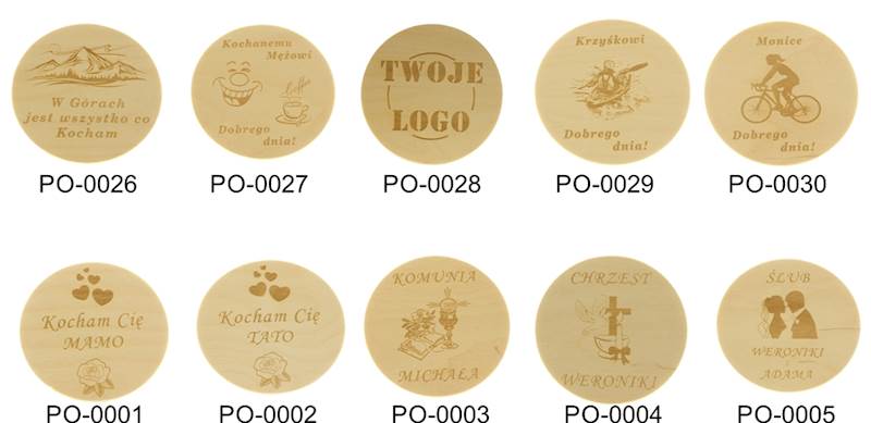 Podkładki pod kubek z grawerem