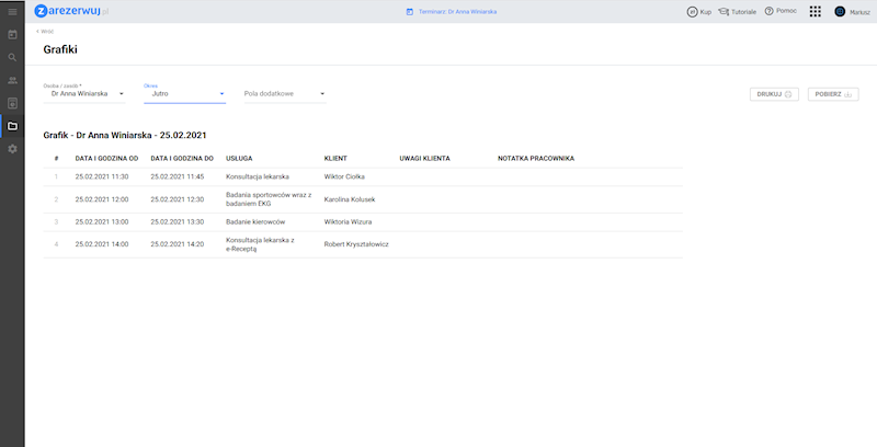 INSERT ZAREZERWUJ.PL - system rezerwacji online 1 TERMINARZ • Miesiąc: 3